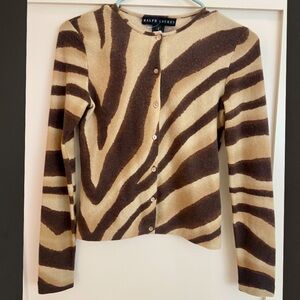 Ralph Lauren Zebra Cashmere Cardigan Y2K